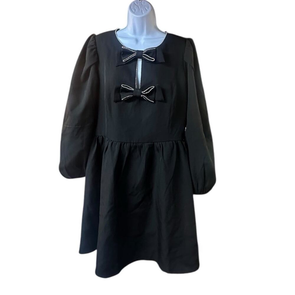 HYACINTH HOUSE Embellished Bow Blair Mini Dress - Black Size XL